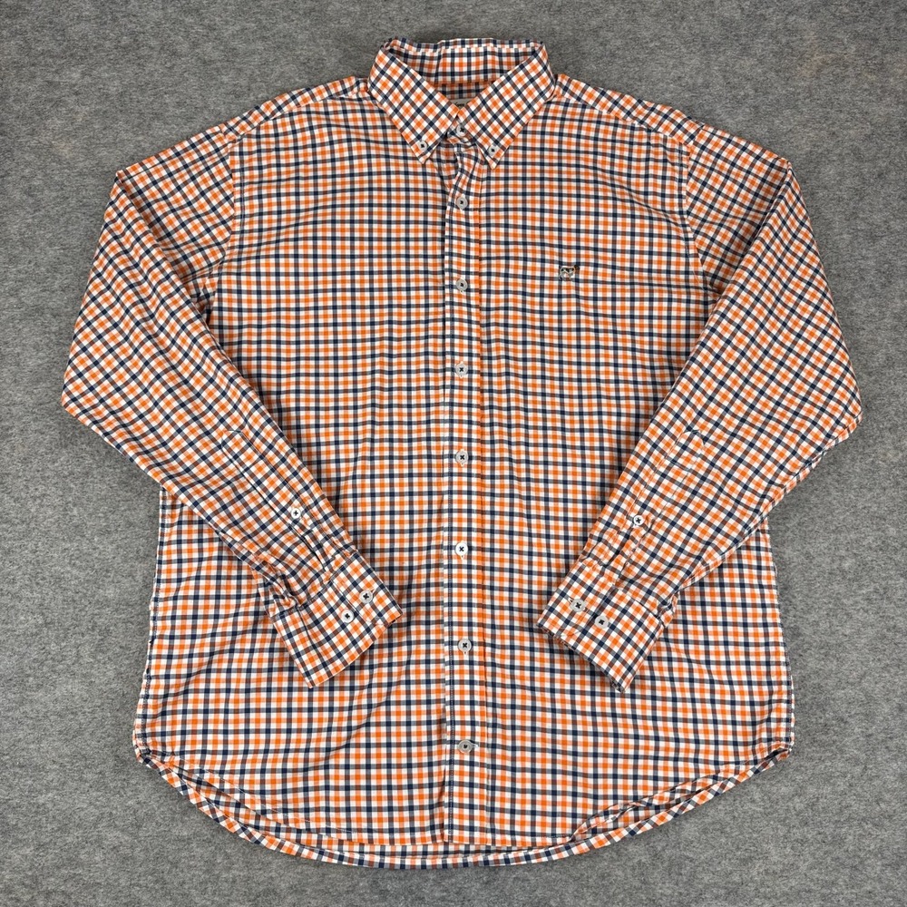 Southern Point Co Button Down Shirt Long Sleeve Check Orange Blue Mens Small S